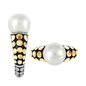 John Hardy 10mm Pearl ring 18kt gold dot ring S.6